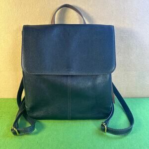 Fossil Claire Back Pack Black Pebbled leather brass hardware never used .